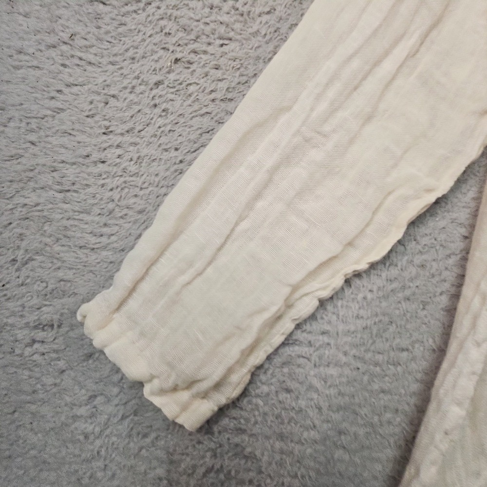 FLAX Blouse Womens L Ivory Lagenlook Coastal Shapely Lightweight Eco Swing - Picture 4 of 13